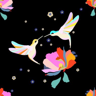 hummingbirds,  seamless pattern